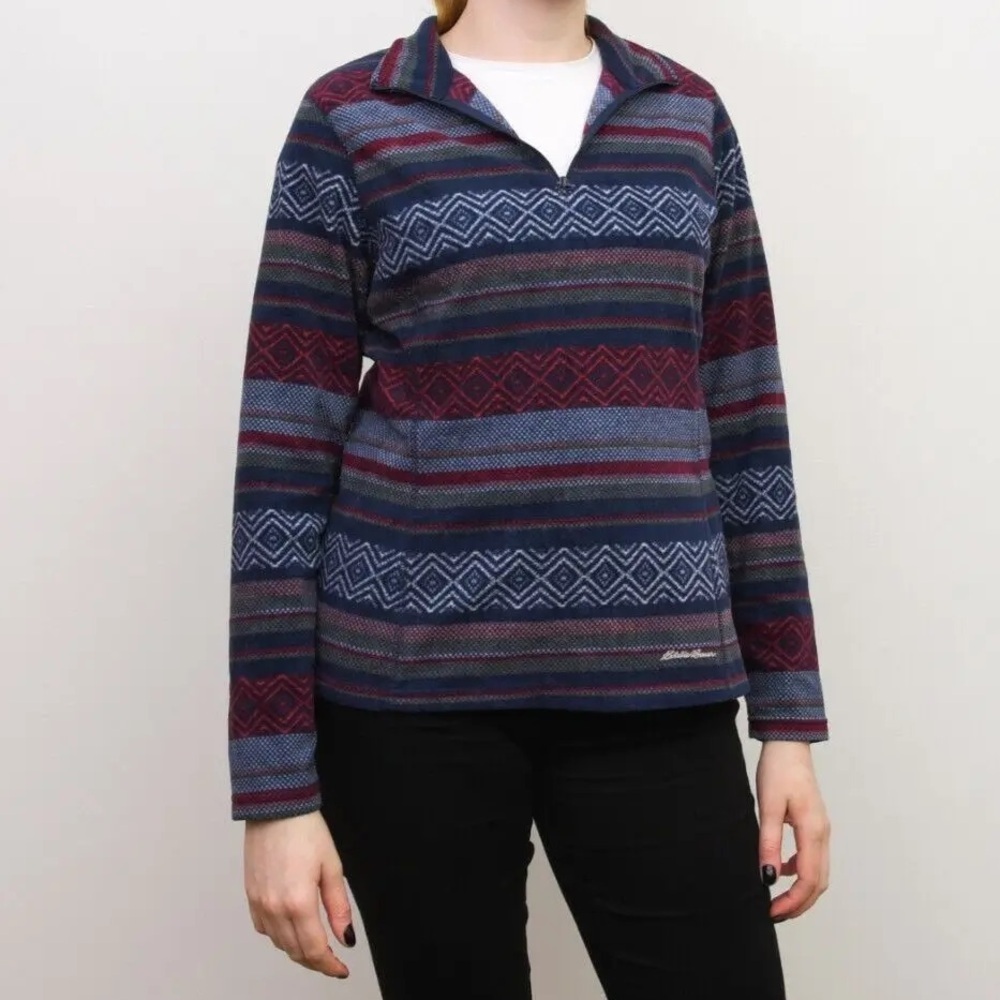 Eddie Bauer Women’s M Fleece Quarter Zip Pullover – Southwest Aztec Pattern